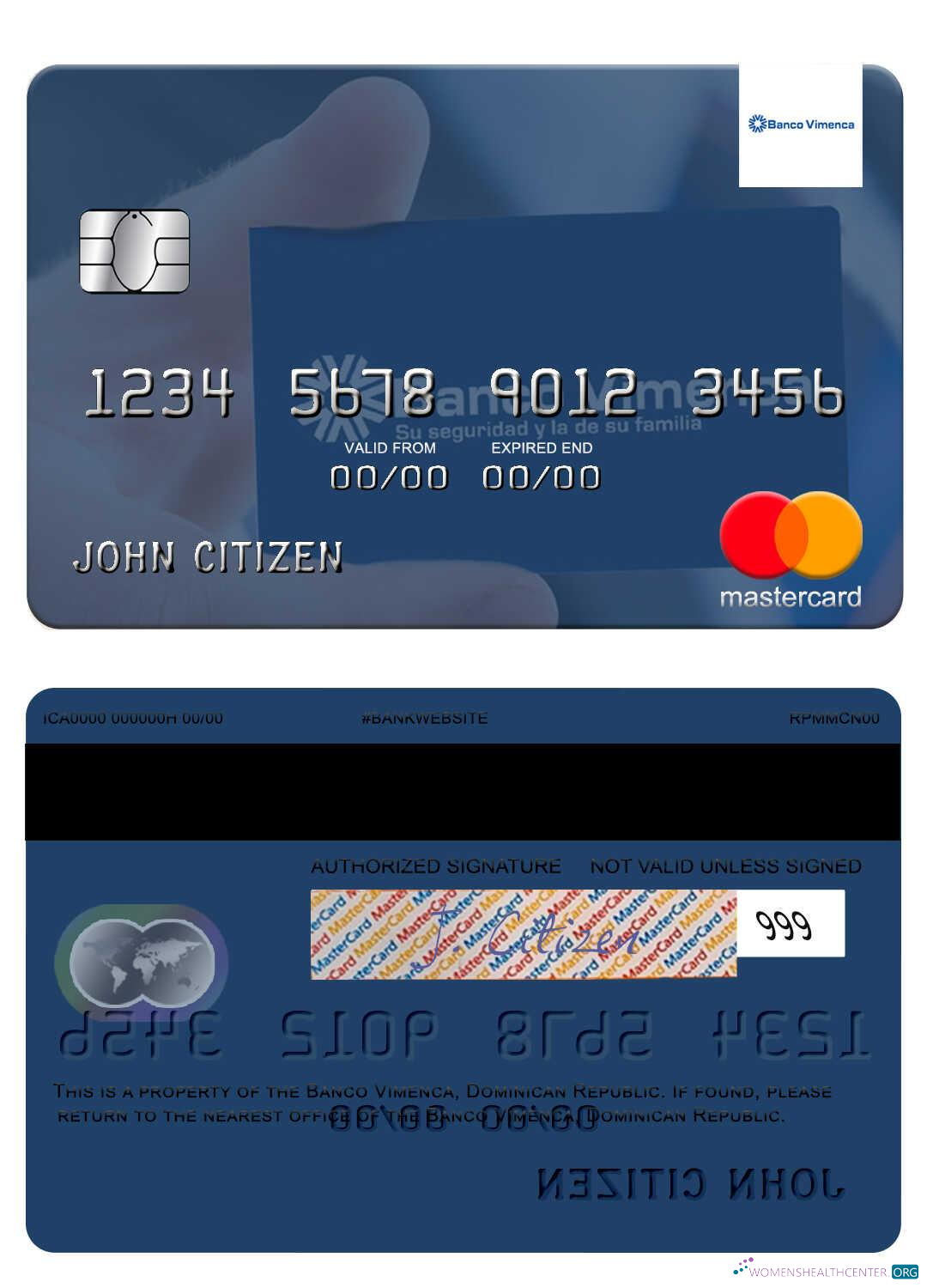 Download Dominican Republic Banco Vimecan mastercard Photoshop template